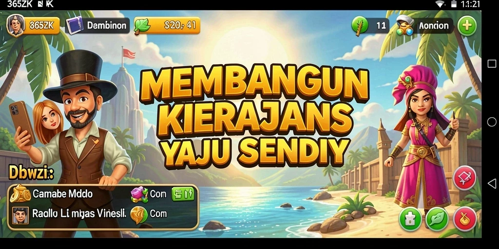 Gameplay 365ZK menampilkan pembangunan bisnis yang dinamis dan menarik.