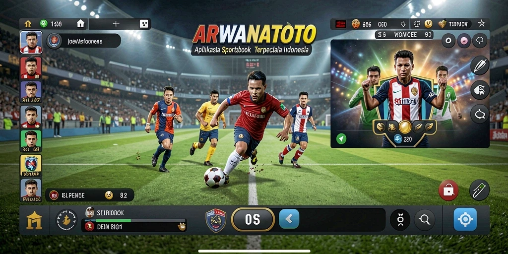 Screenshot utama ARWANATOTO menampilkan antarmuka taruhan olahraga yang menarik.