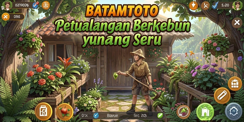 Tampilan gameplay seru di BATAMTOTO dengan kebun yang colorful.