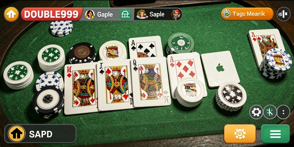 Tampilan gameplay Gaple yang seru dalam DOUBLE999.
