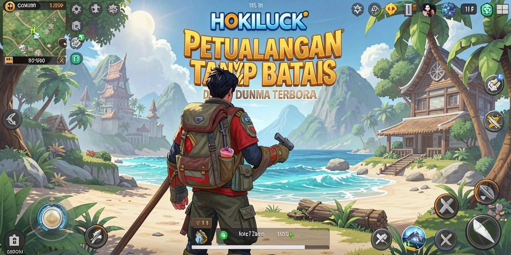 Tangkapan layar HOKILUCK menampilkan petualangan mendebarkan di dunia terbuka.