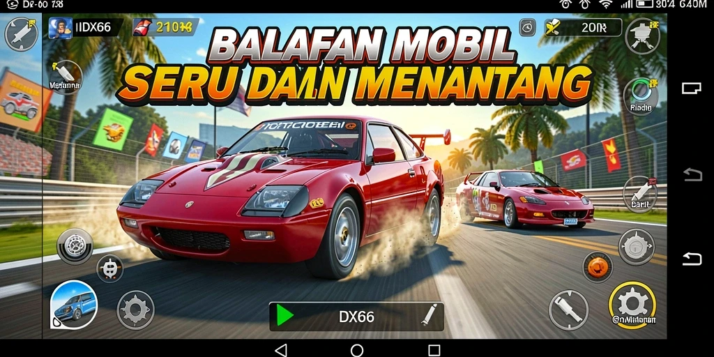 Tampilan gameplay IDX66 yang mendebarkan di lintasan balap.