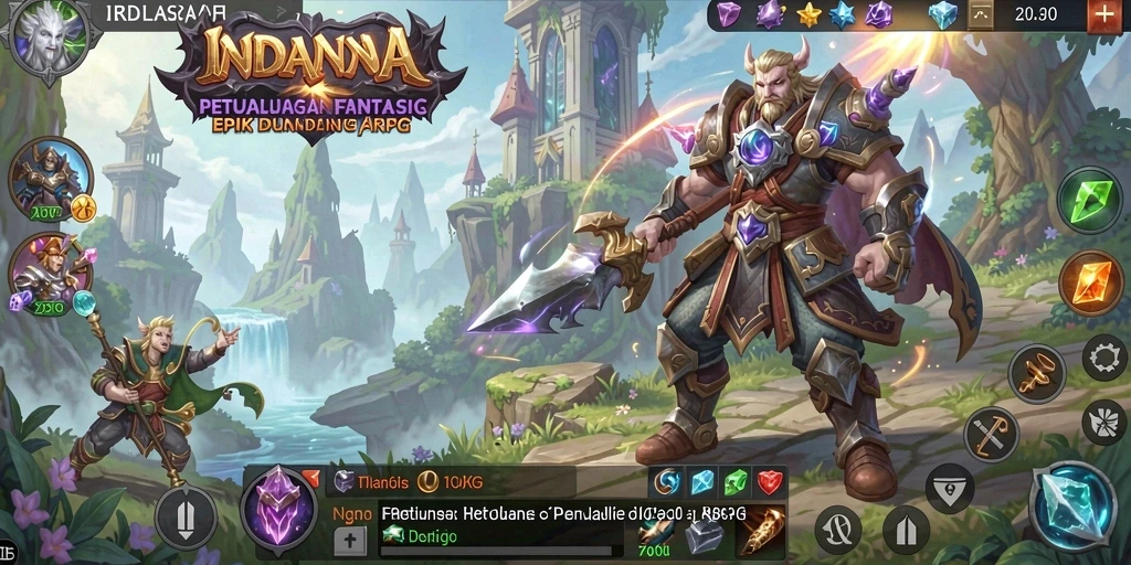 Gameplay ARPG seru dengan aksi petualangan yang mendebarkan.