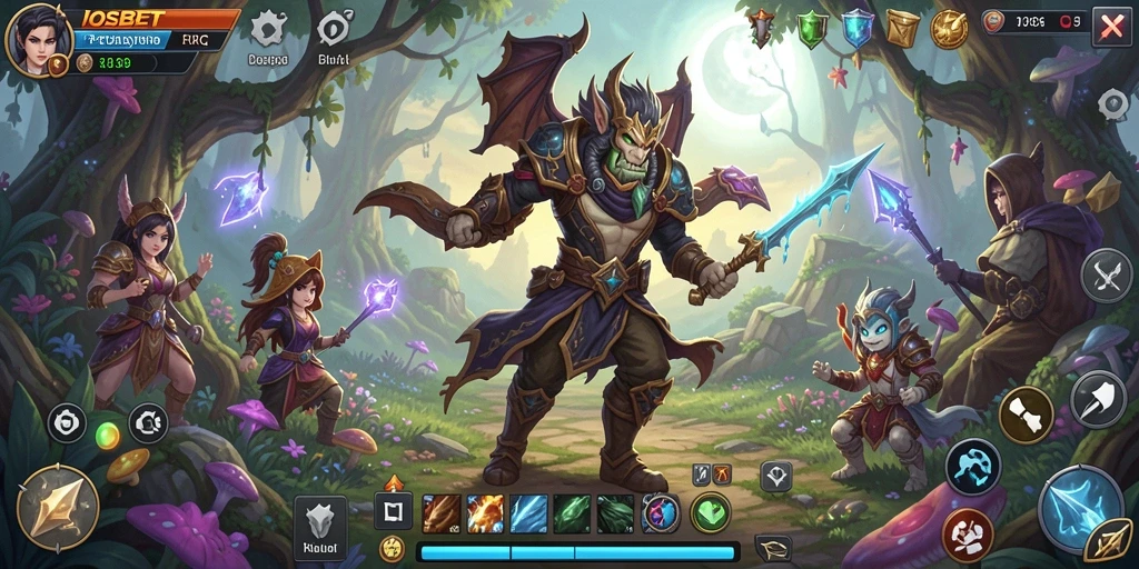 Screenshot IOSBET menampilkan pertarungan epik dalam dunia RPG.