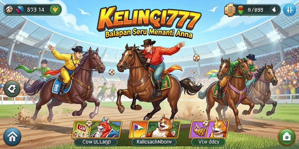 Screenshot utama KELINCI777 menampilkan mobil balap di sirkuit yang menegangkan.
