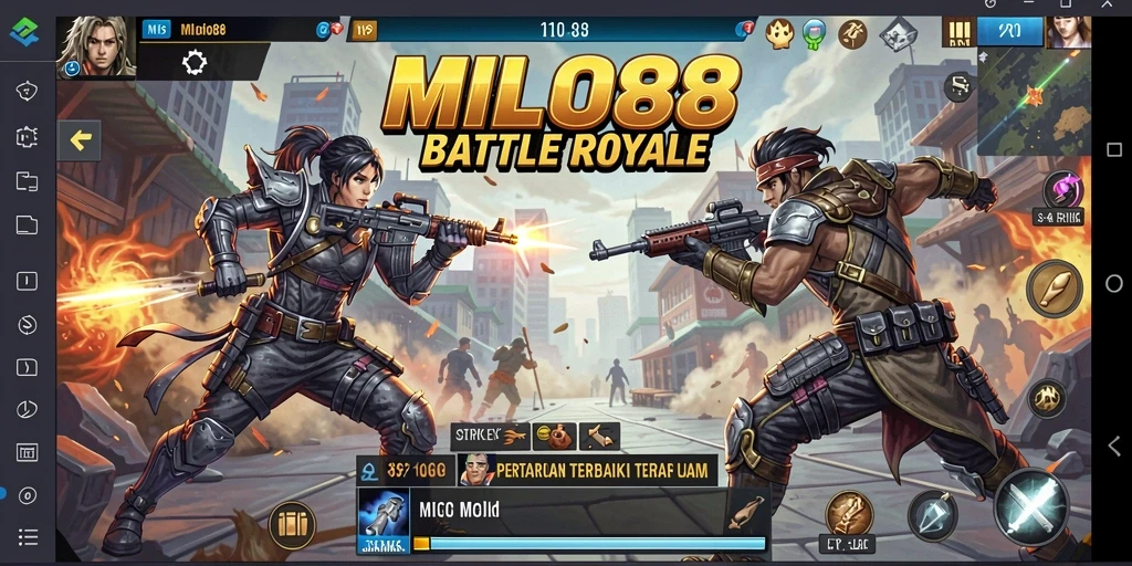 Tampilan gameplay seru dalam MILO88 dengan aksi pertarungan Battle Royale.