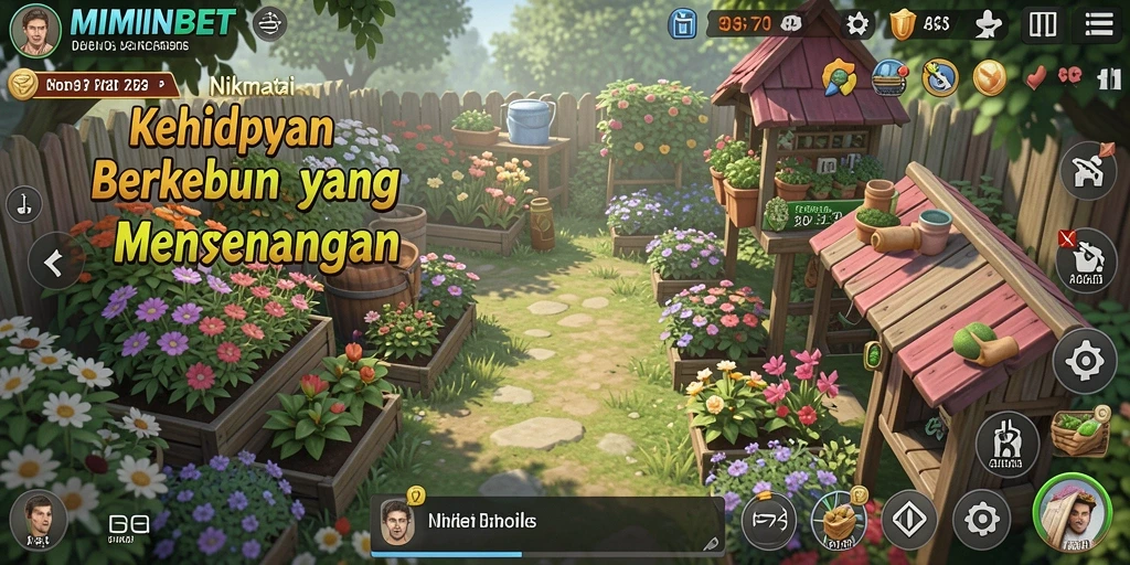 Screenshot utama MIMINBET menunjukan gameplay pertanian yang asyik.