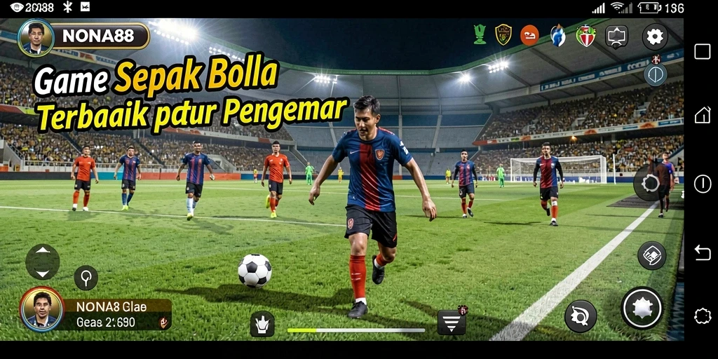 Screenshot NONA88 menampilkan aksi seru pertandingan sepak bola.