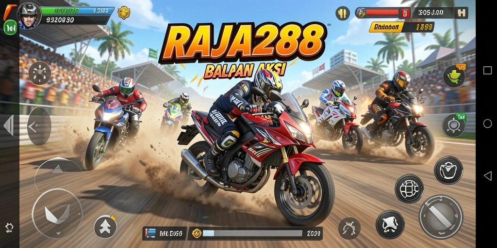 Gameplay seru balapan motor di RAJA288, penuh aksi dan kecepatan.