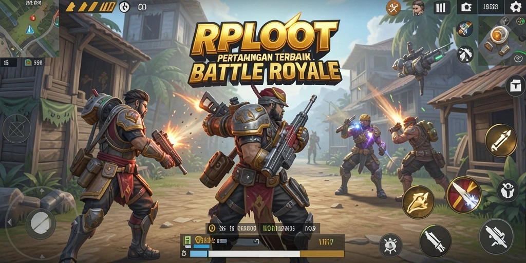 Screenshot gameplay RPLOOT menampilkan aksi seru dalam Battle Royale.