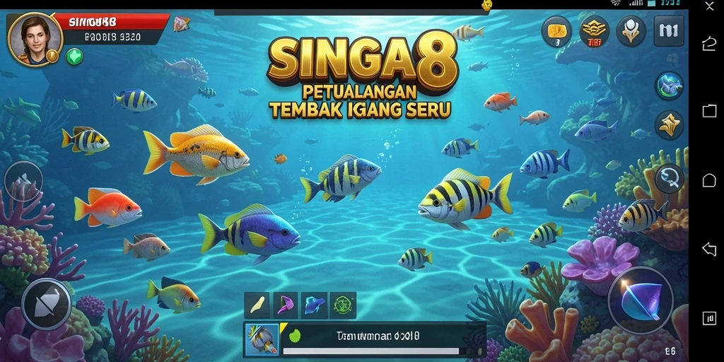 Tangkapan layar SINGA8 menampilkan aksi tembak ikan yang seru.