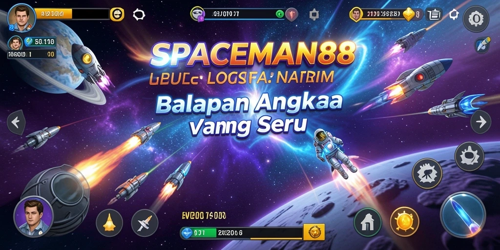 Screenshot gameplay <strong>SPACEMAN88</strong> menampilkan aksi balapan luar angkasa yang mendebarkan.