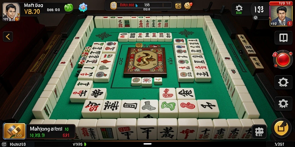 Screenshot V98 menampilkan gameplay Mahjong yang seru dan menantang.